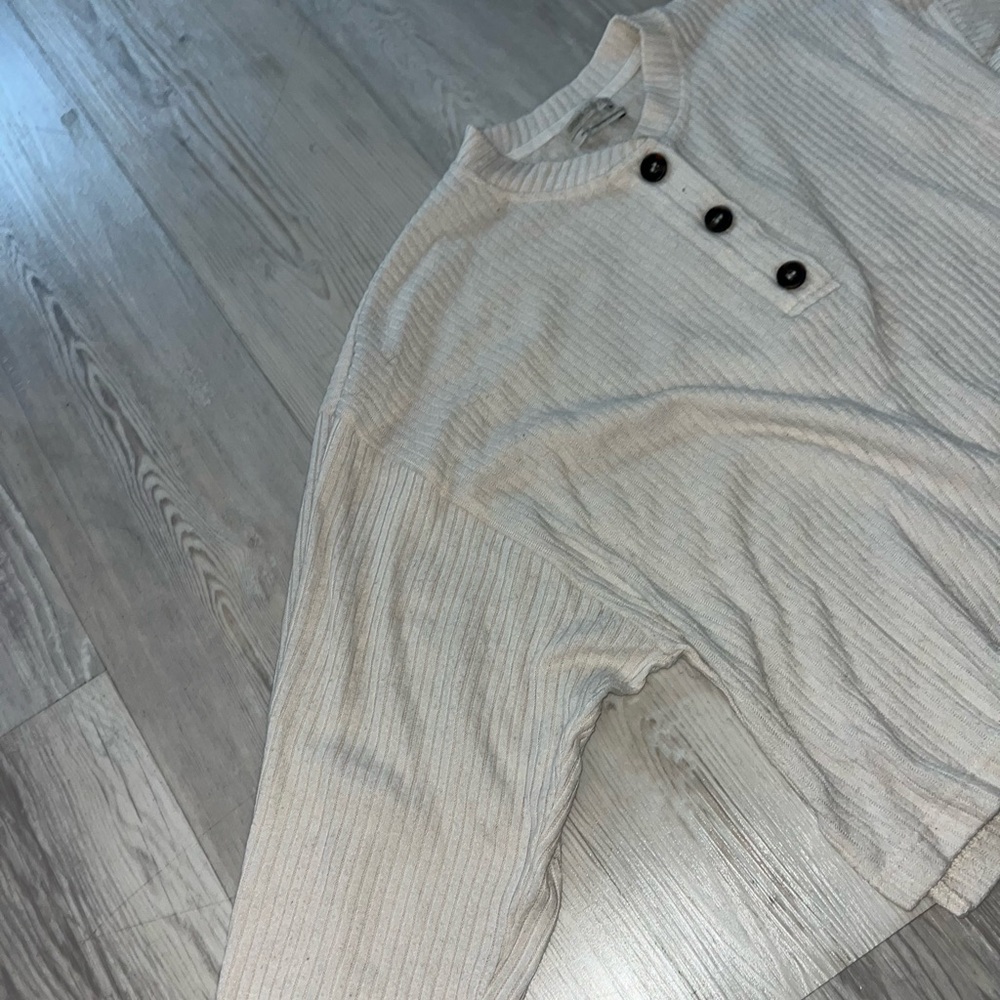 Urban Outfitters Ivory Ribbed Button-Up